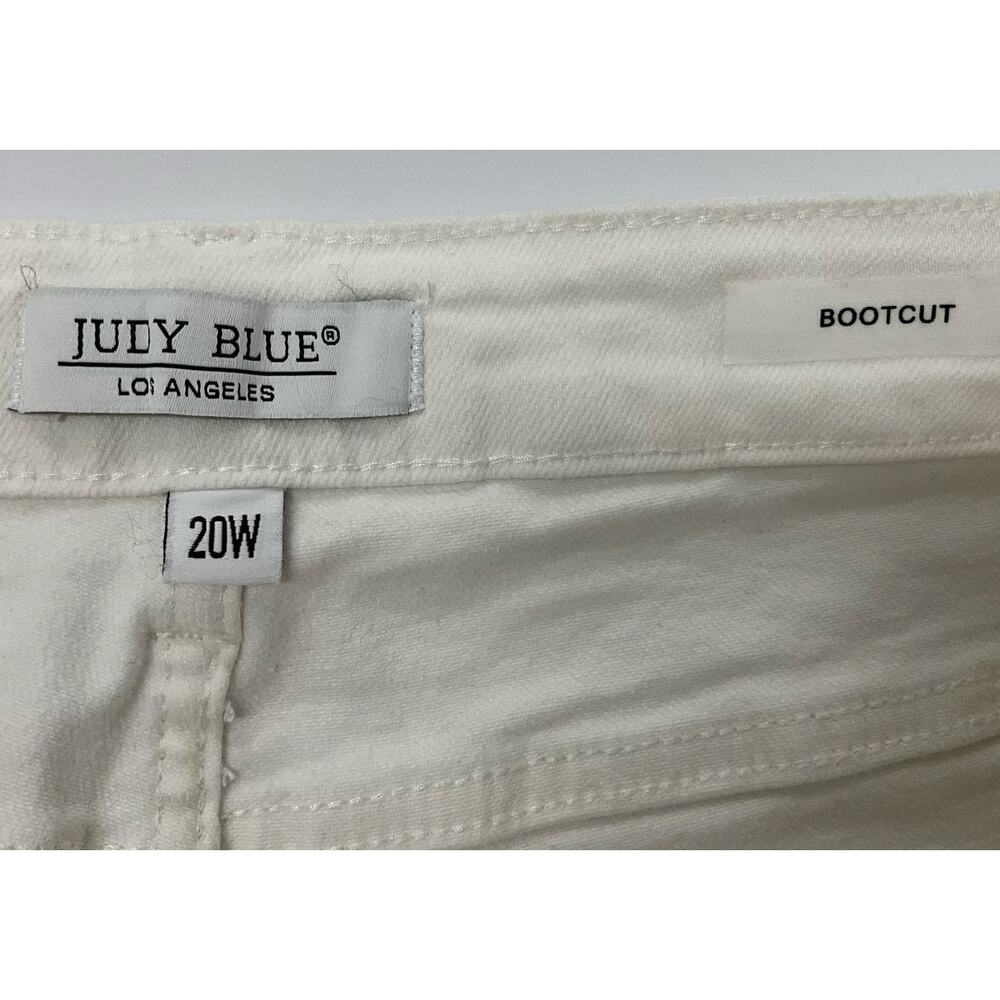 Women's ~ Judy Blue White Denim Jeans 20W Boot Cut - Split Hem - Stretch - Picture 4 of 12